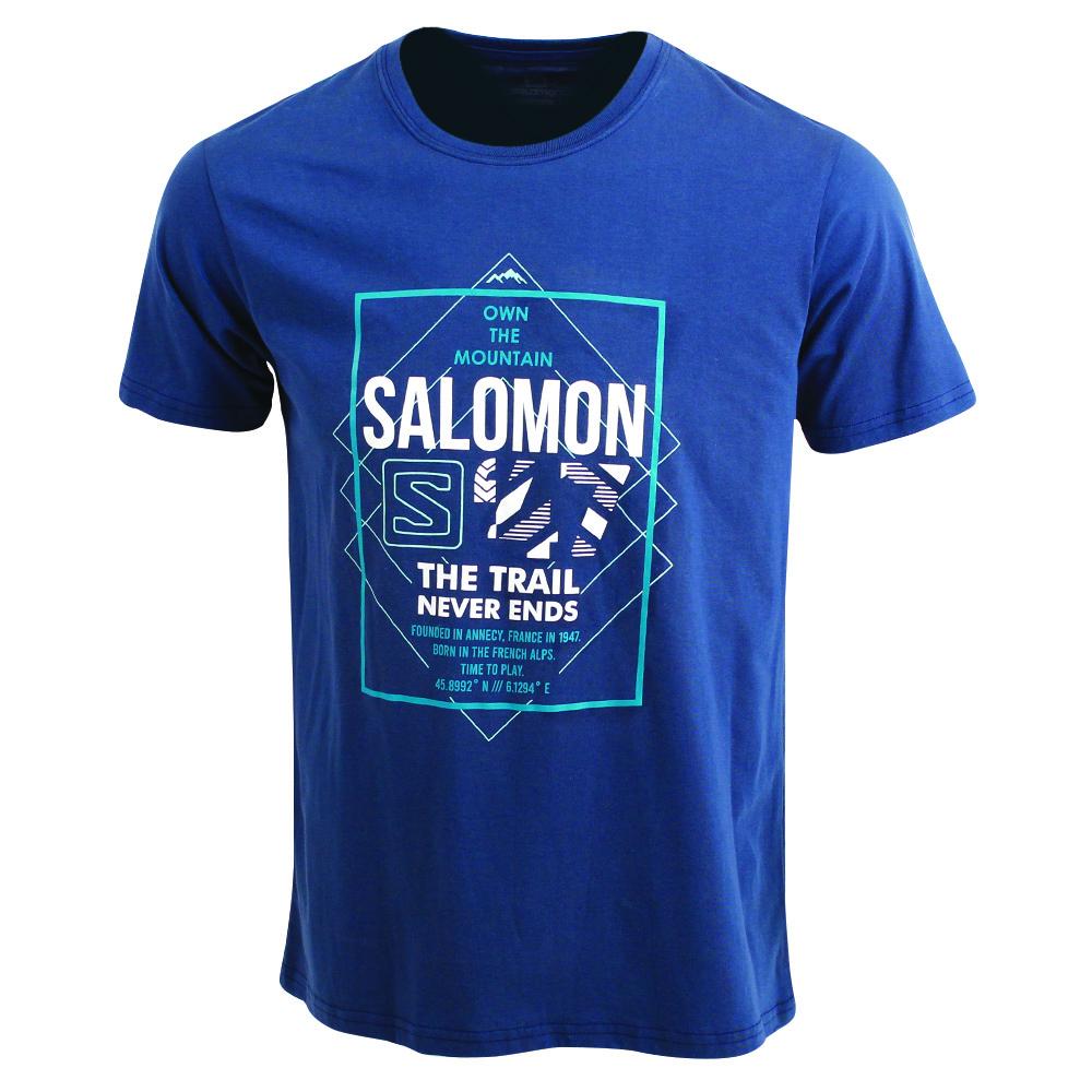 Salomon Israel FORT SS M - Mens T shirts - Dark Denim (MFGH-38492)